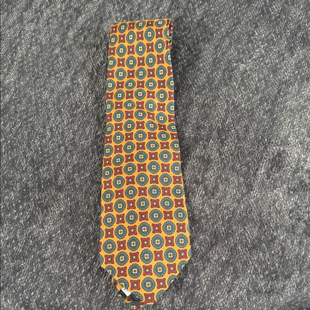 Aquascutum London Gold and Blue Patterned Tie